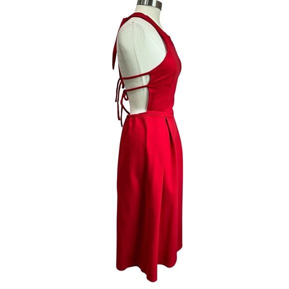 DRA Anthropologie Dress Halter Backless Skater Red Dress Size Small - Picture 2 of 7